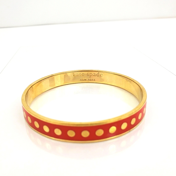 Kate Spade Idiom Red Enameled Gold Bangle Bracelet - Picture 4 of 6
